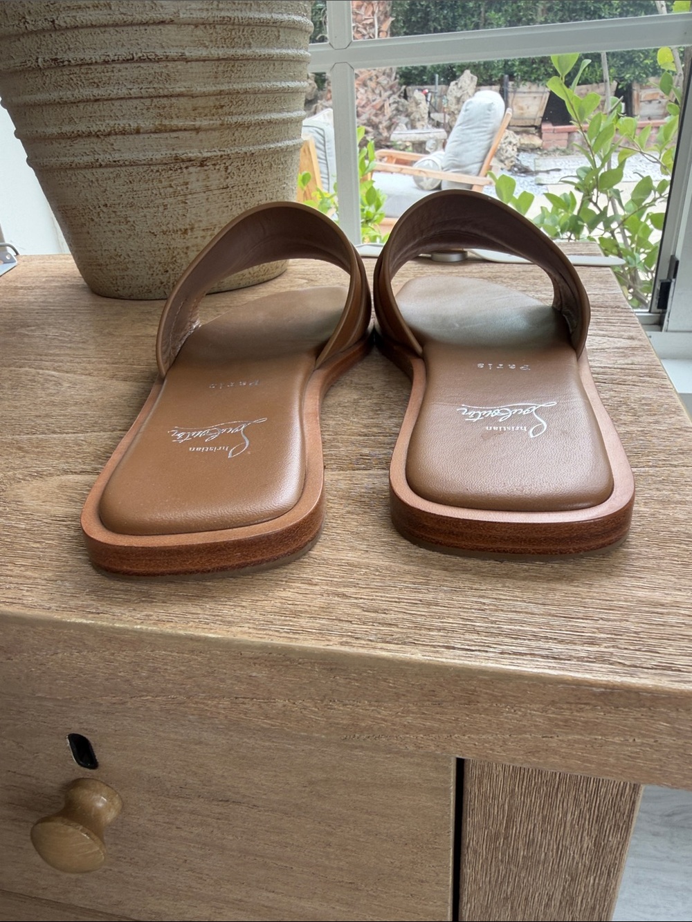Christian Louboutin Brown Leather Slide Mules with Buckle Detail - Picture 3 of 5